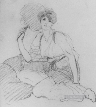 ジョン・ウィリアム・ゴッドワード Painting - フラベリフェラ鉛筆スケッチ新古典主義の女性ジョン・ウィリアム・ゴッドワード